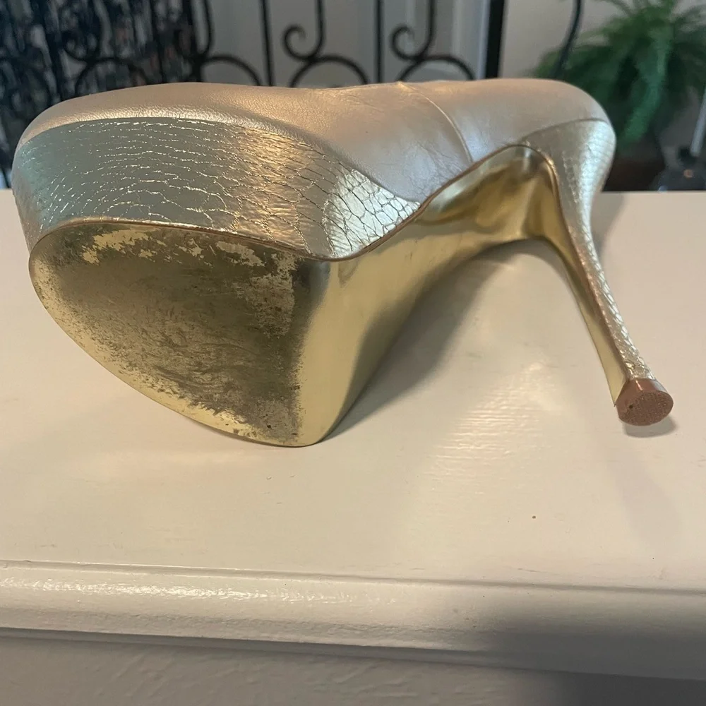 bebe Metallic Gold Platform Pumps - Nadine - Picture 7 of 11